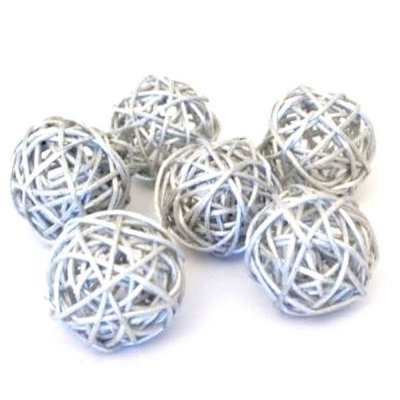 Dcoration de Salle  - Boule En Rotin Argent Paillettes ( lot de 6) : illustration