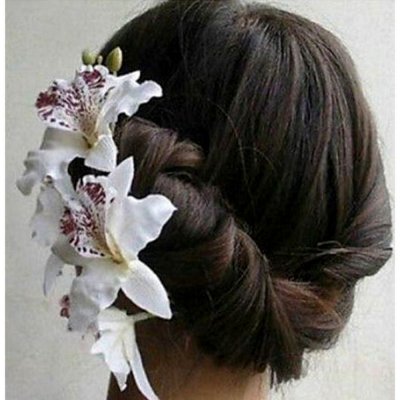 Bijoux de Mariage  - Orchidée Blanche sur Branche Accessoire Cheveux Mariage  : illustration