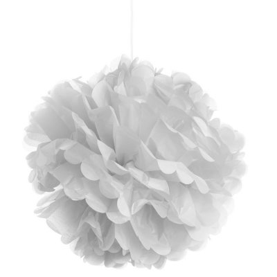 Décoration de Salle de Mariage  - 3 Boules Pompons fleurs de papier de soie blanc Ø ... : illustration