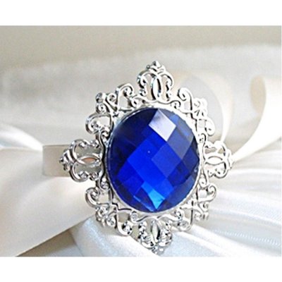 Décoration de Table Mariage  - Rond de serviette mariage bague diamant bleu marine : illustration