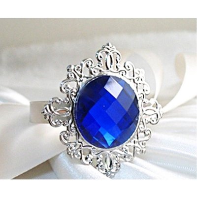 Dcoration de Baptme  - Rond de serviette mariage bague diamant bleu marine : illustration