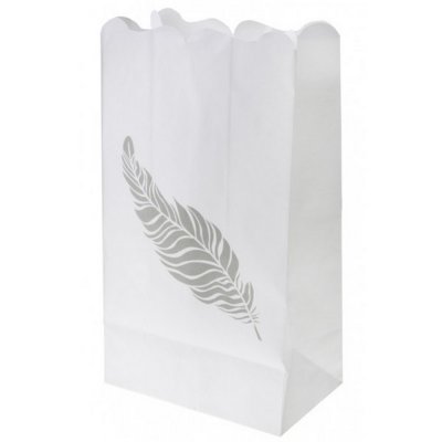 Dco de table Communion  - Sachet de 6 Photophores Plume Argent Decoration Mariage  : illustration