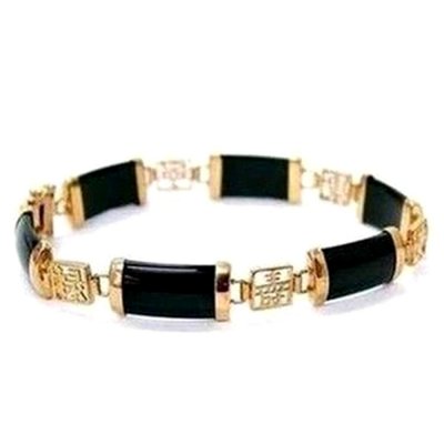 ARCHIVES  - Bracelet Femme Onyx Noir Plaqu Or : illustration