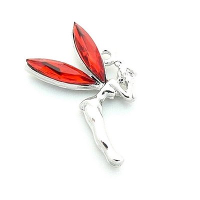 Colliers et pendentifs Mariage  - Pendentif Argent Fe Clochette Cristal Rouge : illustration