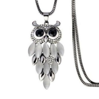 Bijoux de Mariage  - Collier Femme Pendentif Bijou Chouette Hibou Ton Argent ... : illustration