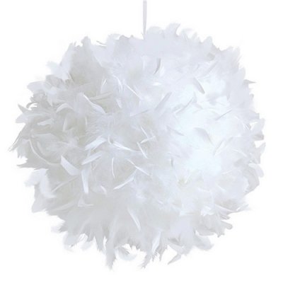 Pompons de mariage  - Boule de plumes blanche 10 cm : illustration