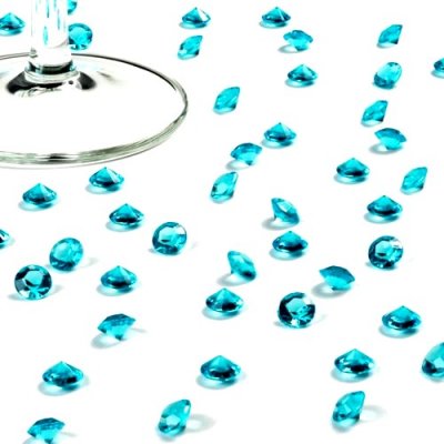 Dco de table Communion  - Diamants de Table Mariage Turquoise 10 mm (lot de ... : illustration