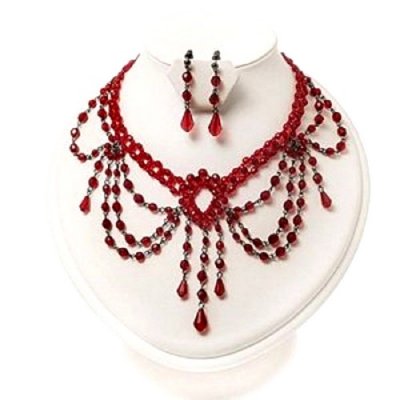 Parures de mariage en cristal  - Parure bijoux mariage perles rouge  : illustration