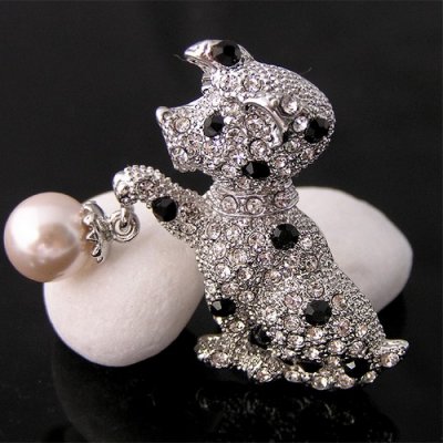 Bijoux de Mariage  - Broche chat argent rhodi cristal  : illustration