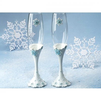 Decoration Mariage  - Fltes  Champagne Mariage Flocon de Neige x 2 Pieces : illustration