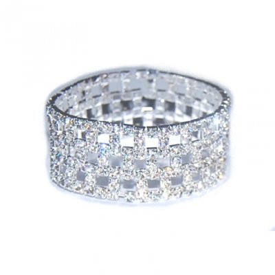 Bijoux de mariage : bracelets  - Bracelet damier mtal rhodi ton argent cristal clair  : illustration