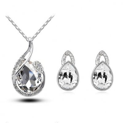 Promotions  - Parure de bijoux cristal clair ton argent : illustration