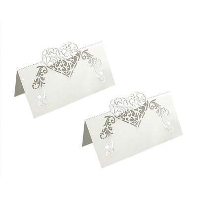 Mariage thme conte de fe  - Marque Place Coeur Dentelle Blanc x 10 : illustration