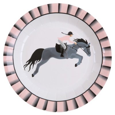 Décoration de Table Mariage  - Assiettes jetables thème équitation : illustration