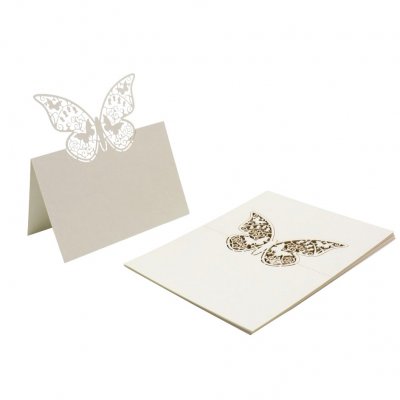 Dco de table Communion  - Marque Place Papillon Dentelle (Lot de 10) : illustration