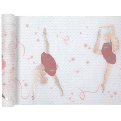 Chemin de table intiss  - Chemin de table danseuse ballerine rose : illustration