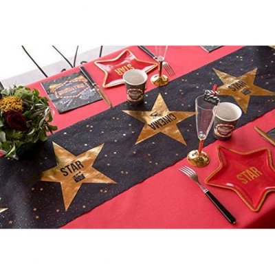 Decoration Mariage  - Chemin de Table cinma Star Hollywood Noir/Or  : illustration