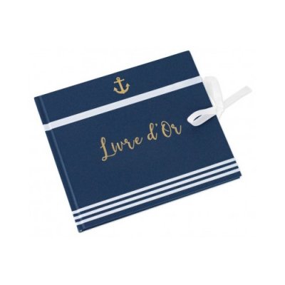 Dcoration de Table Mariage  - Livre dor marinire et ancre dore : illustration