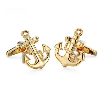 Bijoux et accessoires mariage Homme  - Boutons de manchette ancre marine dor : illustration