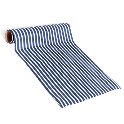 Décoration de Table Mariage  - Chemin de table marine rayé bleu blanc 28 cm x 5 m : illustration