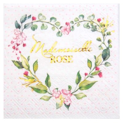 Dcoration de Baptme  - 20 Serviettes Baby Shower Mademoiselle Rose : illustration
