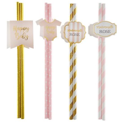 Decoration Mariage  - 8 Pailles Baby Shower 