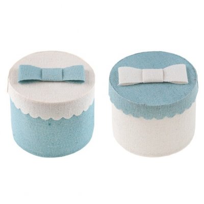 Boite de Drages  - Botes  drages rondes 5 cm blanc et bleu : illustration