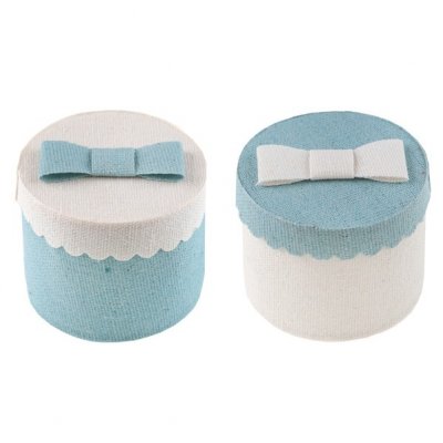 Dco de table Communion  - Botes  drages rondes 5 cm blanc et bleu : illustration