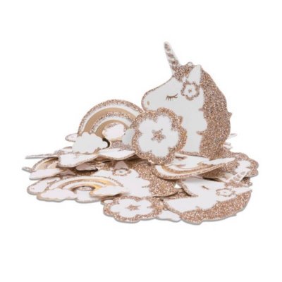 Dcoration de Baptme  - 100 Confettis de table Licorne paillettes et dorure  : illustration