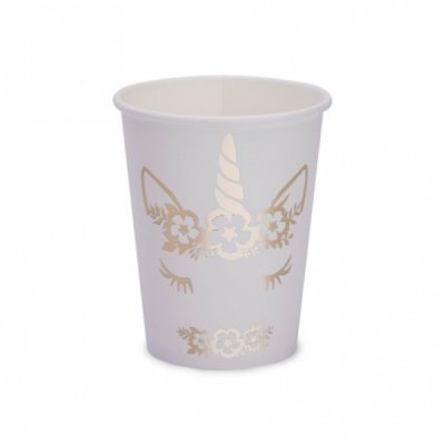 Dcoration de Baptme  - Gobelet en carton jolie Licorne dore (lot de 8) : illustration