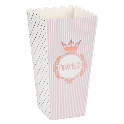 Boite de Drages  - 8 cornets  pop-corn ou bonbons princesse rose : illustration