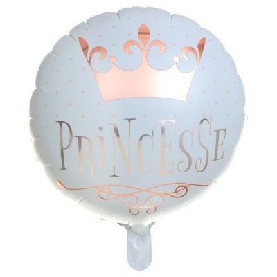 Ballon de Baptme-Naissance  - Ballon alu mtallis Princesse rose gold  : illustration