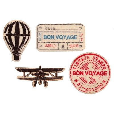 Mariage thme voyage  - Confettis bon voyage en bois (lot de 20) : illustration