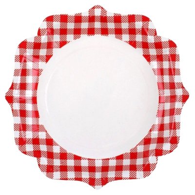 Decoration Mariage  - 10 Assiettes  la campagne vichy rouge et blanc : illustration