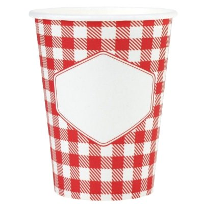 Dcoration de Table Mariage  -  10 gobelets  la campagne vichy rouge et blanc : illustration