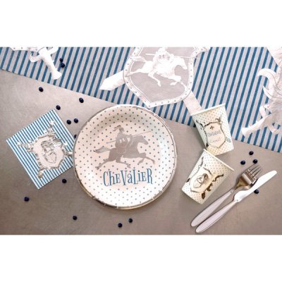 Dcoration de Fte, Anniversaire, Mariage, Baptme  -  10 Assiettes chevalier carton 22,5 cm : illustration