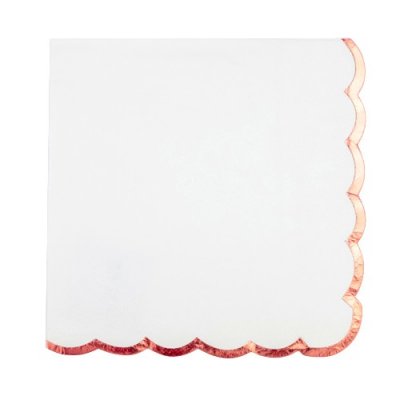 Décoration de Table Mariage  - Serviettes blanc et liseré rose gold x 16 : illustration