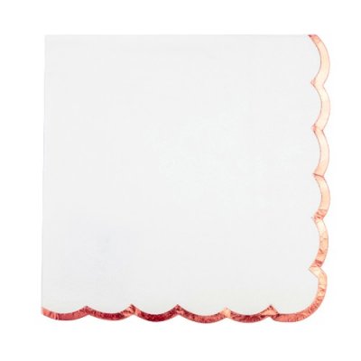 Mariage thme Rose Gold  - Serviettes blanc et liser rose gold x 16 : illustration