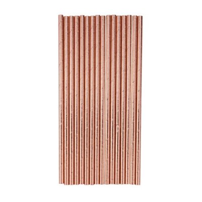 Dco de table Baptme  - 20 Pailles carton rose gold mtallis 19.5cm  : illustration