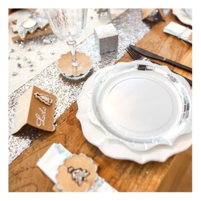 Decoration Mariage  - Assiettes argent mtallises 23cm (lot de 8)  : illustration