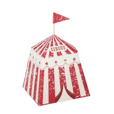 Bote de drages de Baptme  - Contenants circus vintage ivoire et rouge x 8 pices : illustration