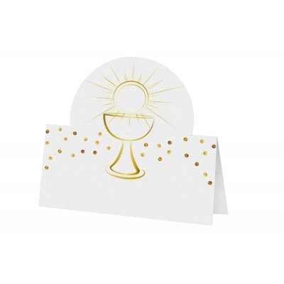 Dcoration de Communion  - Marque-places Calice Communion Blanc/Or x 6 Pices  : illustration