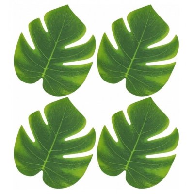 Mariage thme exotique tropical  - 4 feuilles tropicales vertes 18 x 21 cm cm Dco mariage : illustration