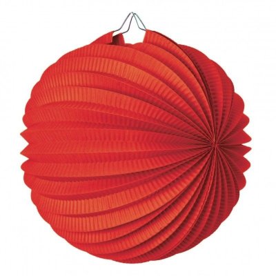 Dcoration de Salle de Mariage  - Lampion accordon boule papier rouge 20 cm : illustration