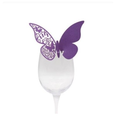 Dco de table Communion  - Marque-place Papillon Dentelle Pourpre Iris  (lot ... : illustration