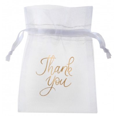 Contenant dragees pour communion  - 6 Sachets Thank You pour mariage mtallis or x 6 ... : illustration