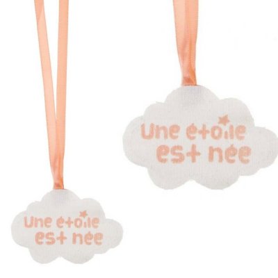 Sac drages Sachet drages Bourse  drages  - Sachets  drages baptme  nuage corail - Lot de 4 : illustration