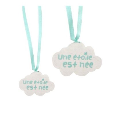 Dco de table Baptme  - Sachets  drages coton nuage bleu - Lot de 4 : illustration