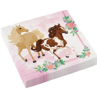 Dcoration de Communion  - 20 Serviettes jetables avec imprim cheval quitation ... : illustration