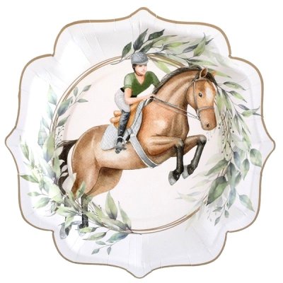 Mariage thme quitation  - 10 Assiettes Hippique - Motif cheval - Equitation ... : illustration